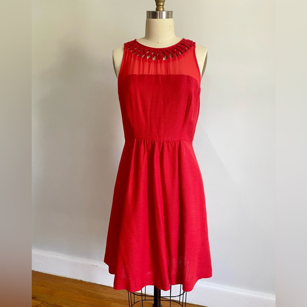 Maeve | Anthro | Red Knee-Length Party Dress | Sz 6